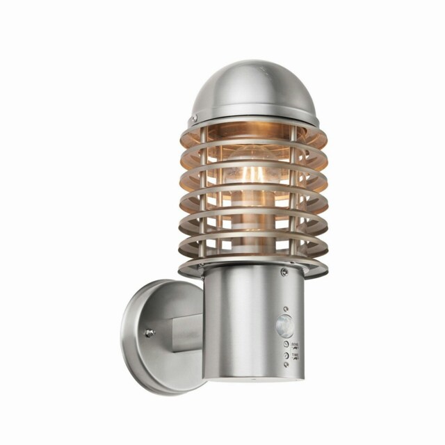 Louvre Pir 1 Light Outdoor Wall Brushed Stainless Steel IP44, E27