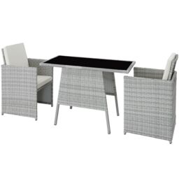 Garden Furniture Set Lausanne - 2 chairs, 1 table, bistro set, weather resistant Grey light grey 52,50 x 56 x 88 cm 1