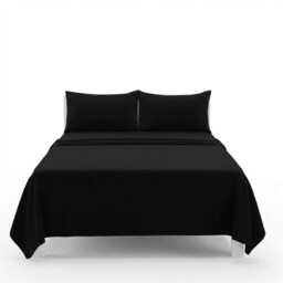 Easy Care Flat Bed Sheet Polycotton Durable Low Maintenance Bedding Black Super King