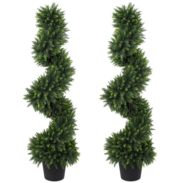 Artificial Cypress Topiary Tree with 700 Leaves, Set of 2