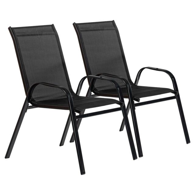 Harbour Housewares Outdoor Garden Chairs - Set of 2 Texteline Canvas Water Resistant Patio Seating Patio Furniture Bistro Deck Set