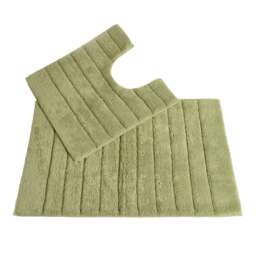 Ribbed Two Piece Bath Mat Set - Sage Green