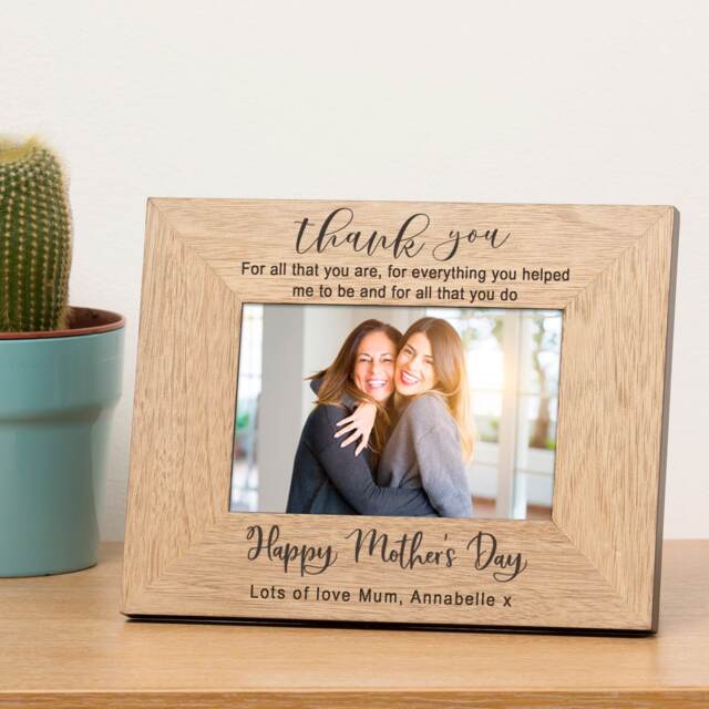 Personalised Happy Mothers Day Wood Picture Frame 6x4 for Mum