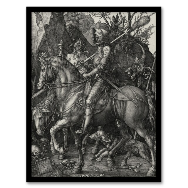 Albrecht Durer Knight Death and the Devil Framed Wall Art Picture Print A4