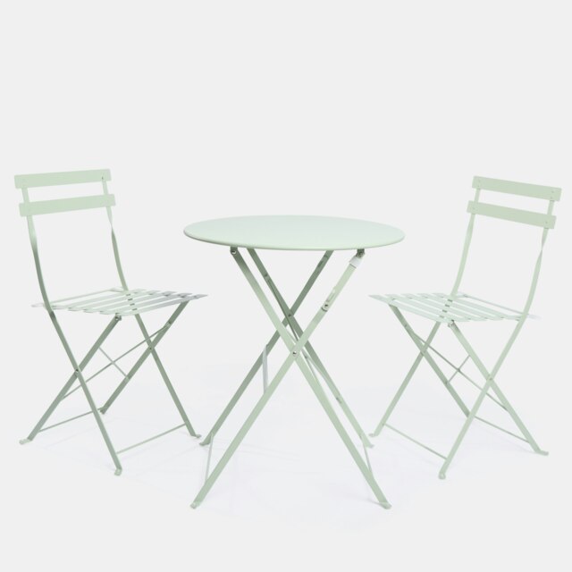 OHS 3PC Metal Patio Bistro Set Outdoor Garden Table Chair Green Sage