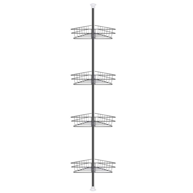 Living and Home 4-Tier Bathroom Corner Metal Shower Shelf Rack - Black