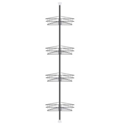 Living and Home 4-Tier Bathroom Corner Metal Shower Shelf Rack - Black