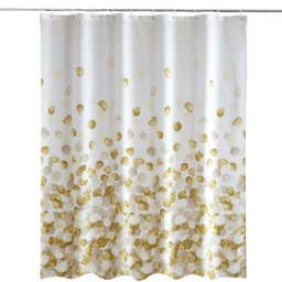 Golden Petals Polyester Shower Curtain with 12 Hooks - 180x180cm