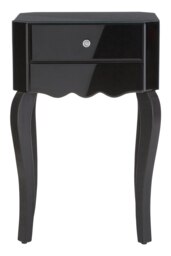 Interiors by Premier Black Mirrored 1 Drawer Side Table, Dark Wood Side Table, Mirrored Side Table, Black Side Table with Storage Black