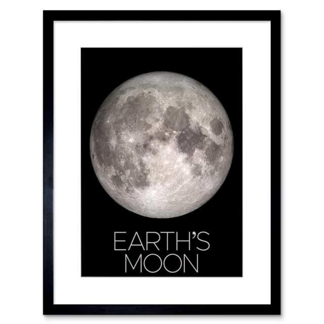 "NASA Our Solar System Earth's Moon Lunar Orbiter Image 9x7"" Black Framed Wall Art Print"