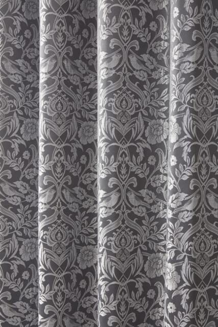Harrow Lined Eyelet Jacquard Curtains 168cm x 228cm Silver Grey Grey