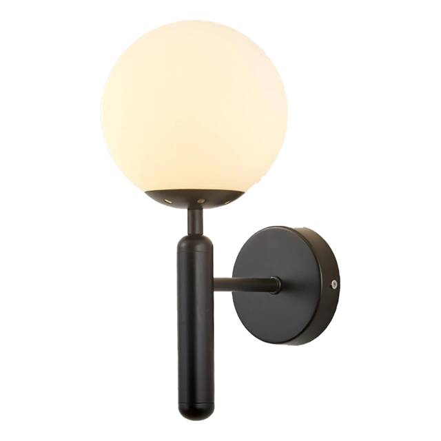 ED Wall Light Indoor Modern E27 Wall Sconce with Globe Glass Ball Black