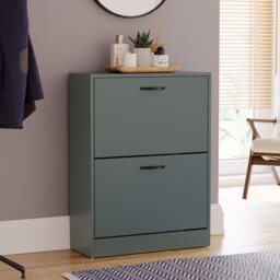 Vida Designs 2 Drawer Shoe Cabinet Shoe Rack Storage Cupboard, Green