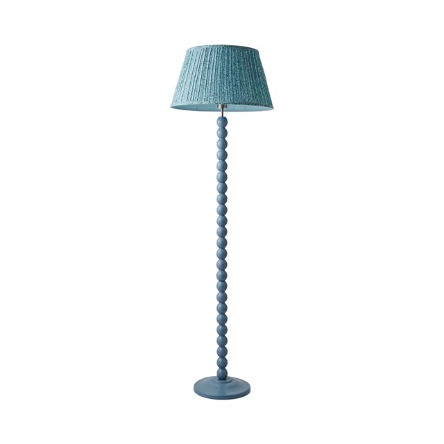 ValueLights Bobbin Blue Floor Lamp Leaf Pleated Shade