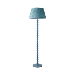 ValueLights Bobbin Blue Floor Lamp Leaf Pleated Shade