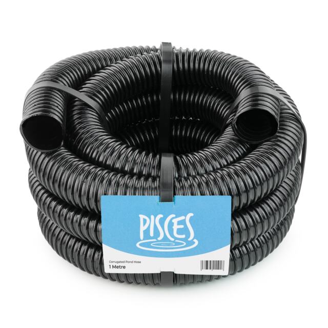 Pisces 38mm (1.5 inch) Black Pond Corrugated Flexible Hose Pipe - by The metre