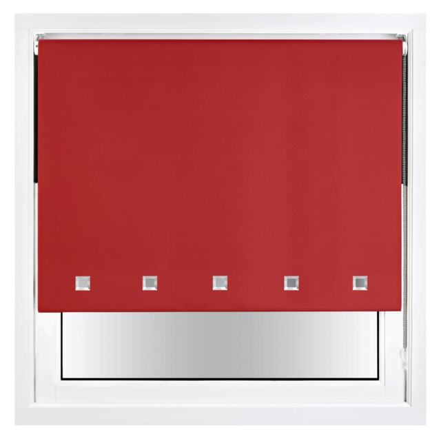 FURNISHED Blackout Roller Blind with Square Eyelets and Metal Fittings Easy Fit Window Shade Red Red (W) 90cm x (L) 165cm