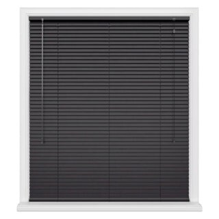 85cm Black Aluminium Venetian Blinds 152cm Drop (25mm Slats) Black Black