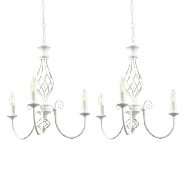 Set of 2 Barley Twist - Cream 3 Light Pendants