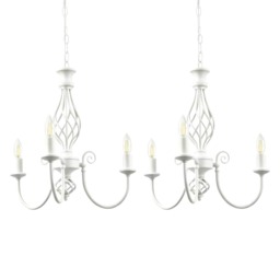 Set of 2 Barley Twist - Cream 3 Light Pendants