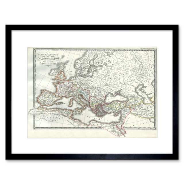 "Map 1850 Roman Empire East West Ancient Rome 12x16"" Framed Wall Art Print"