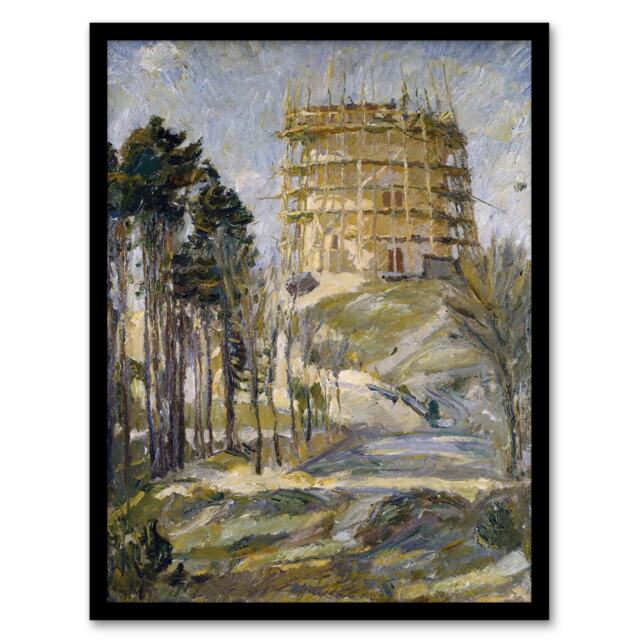 "Water Tower in Hermsdorf Landscape Beckmann Framed Wall Art Print 12X16"""