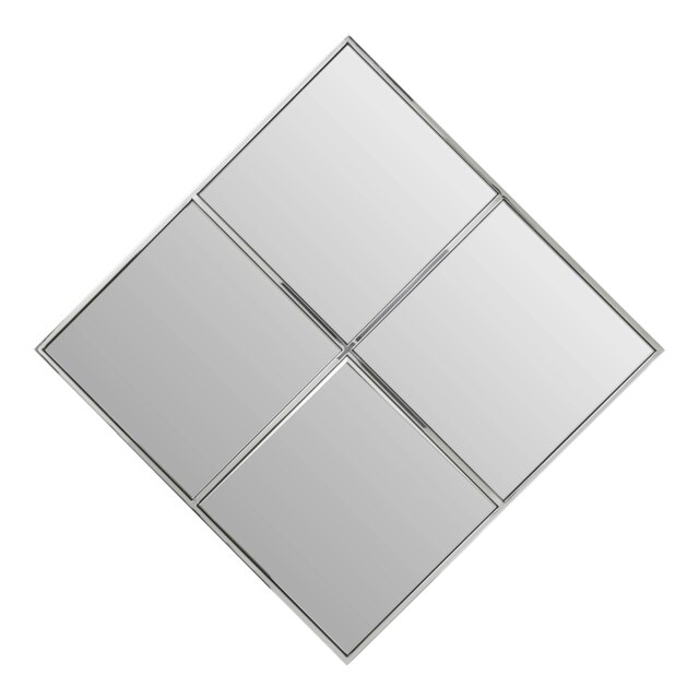 Orsina Diamond Frame Wall Mirror, Silver Segmented Geometric Wall Mirror with Stainless Steel Frame