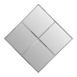 Orsina Diamond Frame Wall Mirror, Silver Segmented Geometric Wall Mirror with Stainless Steel Frame