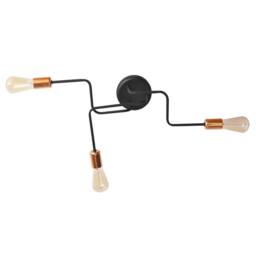 Tube Multi Arm Semi Flush Ceiling Light Black, Copper 66cm