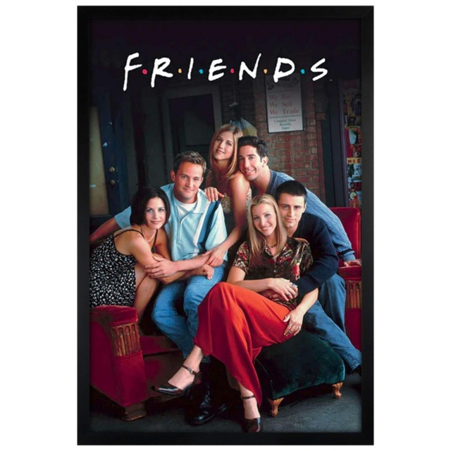Black Wooden Framed Friends In Central Perk Maxi Poster Multi