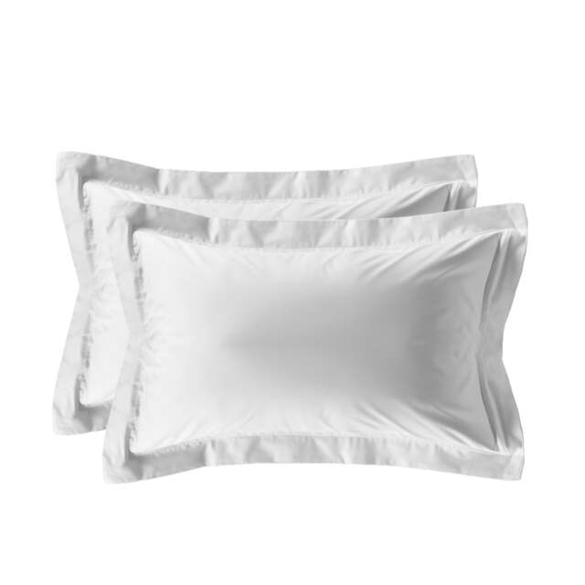 Luxury 200TC Oxford Border Pillowcase Pair Soft Feel White White