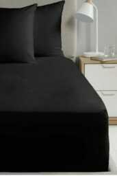 "Percale Extra Deep 16"" Fitted Sheet - Black - Super King"