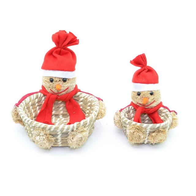 Handmade Snowman Christmas Baskets Set Xmas Home décor Shop Pub Sweet Decorations, Multi