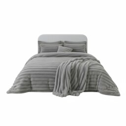 Luxury Teddy Cord Design Bedding Set Ultra Soft Cozy Stylish Comfort Silver Single