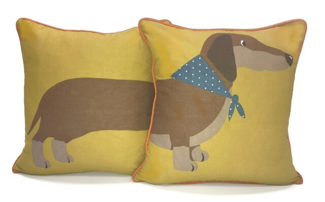 Long Sausage Dog Cushion Cover with Cusion Pads (43x43 cm) Multi Yellow 43 x 43 cm 1