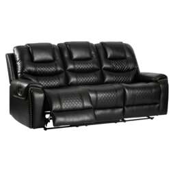 Faux Leather Black 3 Seater Manual Recliner Sofa RAVENNA