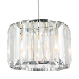 Contemporary Easy Fit Chrome Pendant Shade with Clear Acrylic Rectangular Rods Chrome Chrome 1