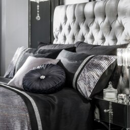 Intimates Chanelle Velvet Faux Silk Duvet Cover & Pillowcase Set Black Black Single