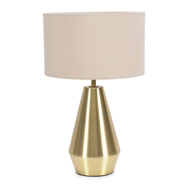ValueLights Jax Antique Brass Touch Table Lamp Cream Shade