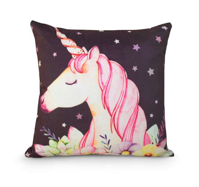 Colourful Unicorn Printed Cushion - 43cm x 43cm Multi Unicorn Star
