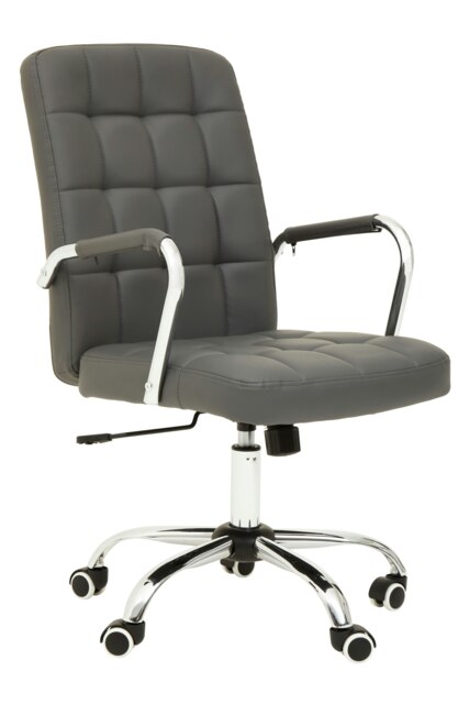 Orsina Brent Grey Leather Effect And Chrome Home Office Chair