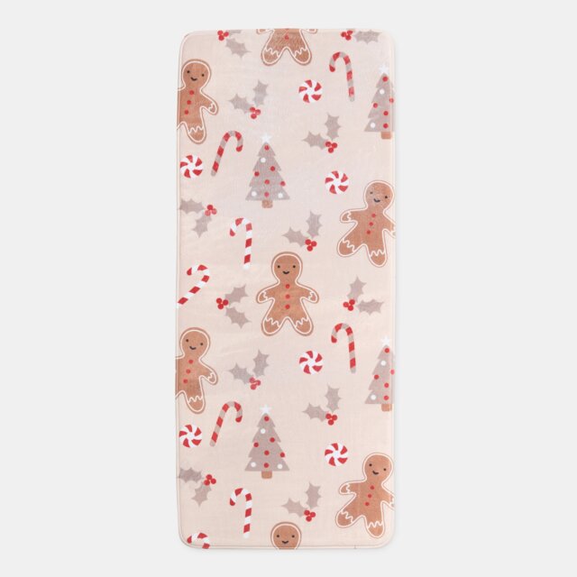 OHS Christmas Gingerbread Man Non Slip Decorative Hallway Runner Rug Mat Cream Natural