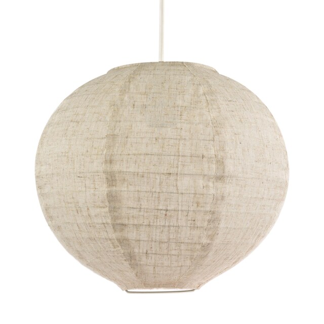 Modern Natural Linen Fabric Oatmeal Spherical Pendant Lighting Shade Cream Taupe 1