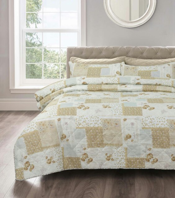 Velosso Maya Cotton Blend Quilted Bedspread Set Cream Natural Double