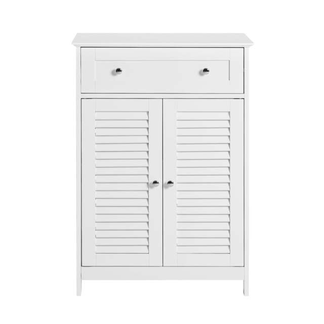 SoBuy Bathroom Storage Cabinet with 2 Shutter Doors, White, 23.6x13.8x34.3 inches, 15 kg - FRG238-W