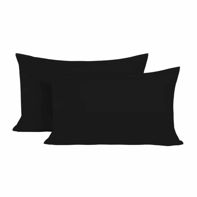 Microfibre Soft Touch Plain Dyed Housewife Pillowcase Pair Black