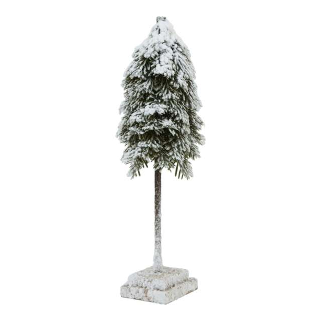 Hill Interiors Snowy Cedar Tree Wooden Block - Brown/White/Green - One Size