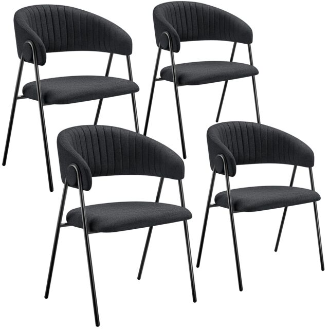 Dining Chair Bedano - woven fabric, padded, 150 kg load capacity Black black 4
