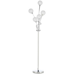 HOMCOM 5Light Upright Floor Lamps for Living Room with Lampshade, Modern Standing Lamp for Bedroom, Bulb not Included, Silver