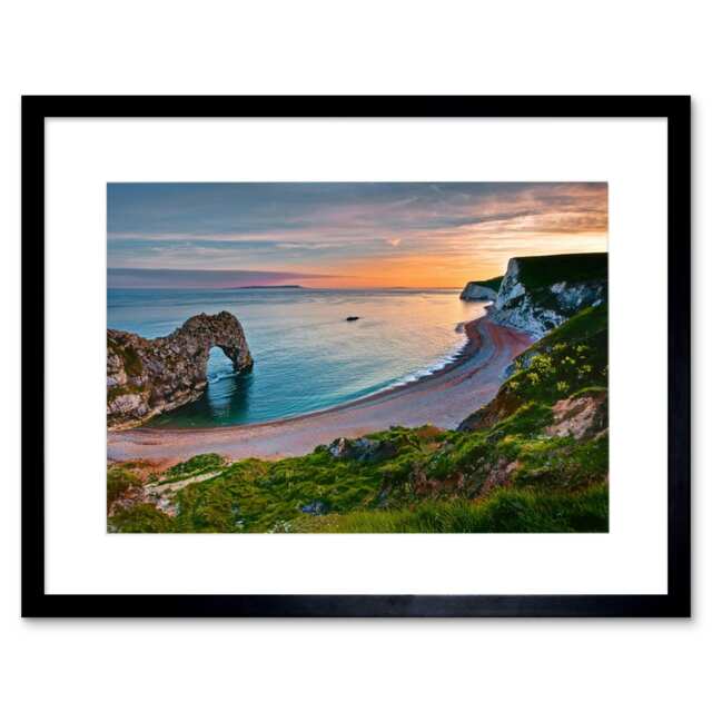 "Durdle Door Dorset Cliff Seascape Sea Home Decor 12x16"" Framed Wall Art Print"